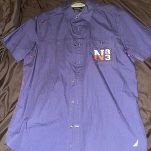Men “Nautica” button down Color Navy Blue Size S (Classic Fit)
